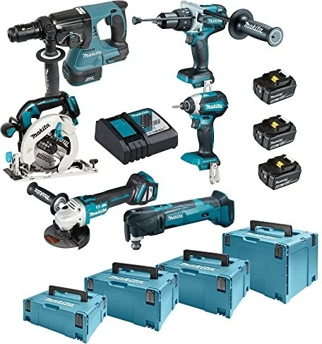 Makita DLX6085TJ Combo Kit Akku-Maschinenset inkl. MAKPAC + 3 Akkus 5.0Ah