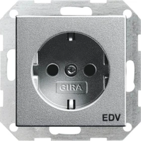 Gira System 55 SCHUKO-Steckdose mit Aufdruck "EDV", alu