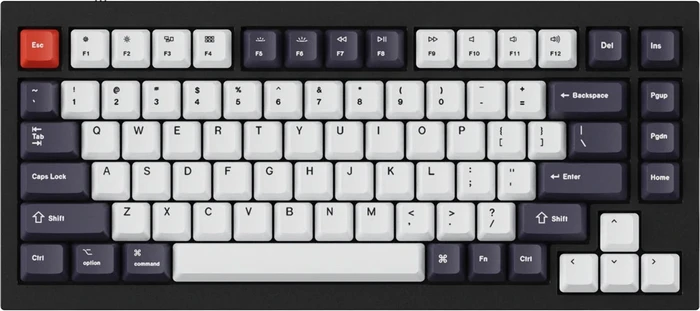 Keychron Q1/Q2/K2 OEM Dye-Sub Keycap-Set Bluish Black White, Kunststoff (PBT), Bluish Black White, schwarz/blau/weiß, 97 Tasten (83+14), ANSI-US