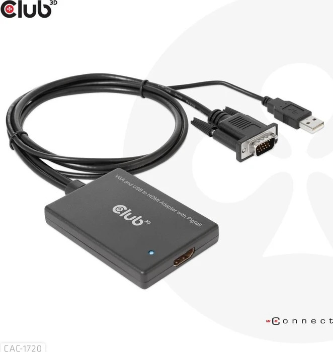 Club 3D aktiver Adapter, VGA/USB-A Stecker auf HDMI Buchse