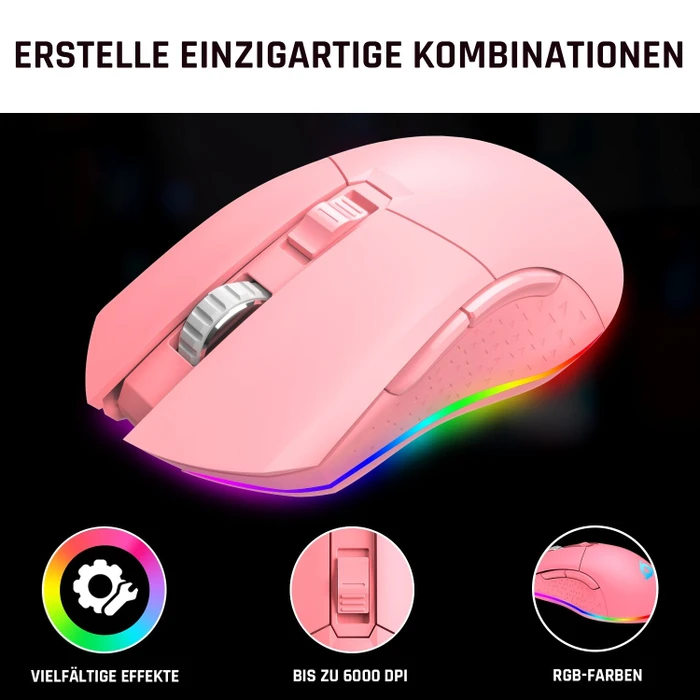 Klim Blaze Rechargeable Wireless Gaming Mouse rosa, USB