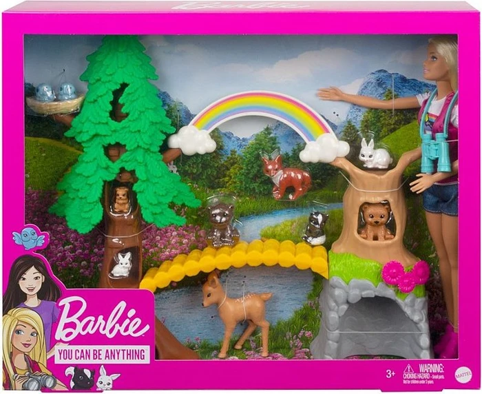 Mattel Barbie - Waldtier-Forscherin Spielset mit blonder Puppe
