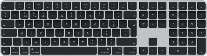 Apple Magic Keyboard mit Touch ID und Ziffernblock für Mac mit Apple Chip (USB-C), schwarz/silber, USB/Bluetooth, UK