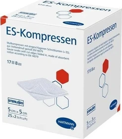 Hartmann ES-Kompressen steril 8-fach 17-fädig,  5 x 5cm,    50 Stück