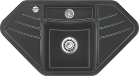 systemceram Vega Eck Einbau Becken links mit Ablauffernbedienung schiefer