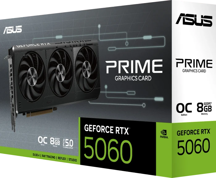 ASUS Prime GeForce RTX 5060 OC, PRIME-RTX5060-O8G, 8GB GDDR7, HDMI, 3x DP