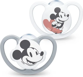 NUK Disney Mickey Mouse Space Schnuller, 6-18M, Silikon, grau/weiß, 2 Stück