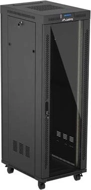 Lanberg 19" Rackschrank 37HE, LCD, freistehend, Flat Pack, V2, Glastür, IP20, RAL 9004, 800mm tief