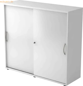 Hammerbacher Schiebetürenschrank 3OH V1753S, Bogengriff Metall, weiß/weiß, Aktenschrank