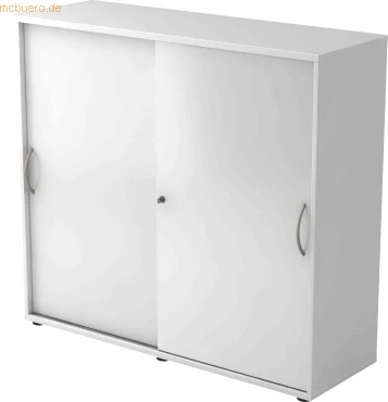 Hammerbacher Schiebetürenschrank 3OH V1753S, Bogengriff Metall, weiß/weiß, Aktenschrank