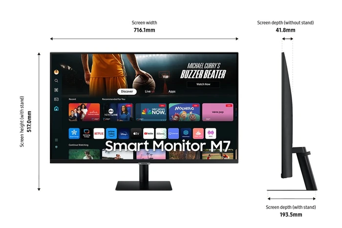 Samsung Smart Monitor M7 M70D (2024), schwarz, 32"