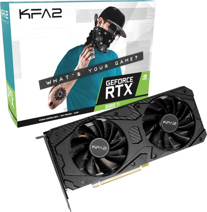KFA2 GeForce RTX 3060 Ti (1-Click OC) LHR, 8GB GDDR6, HDMI, 3x DP