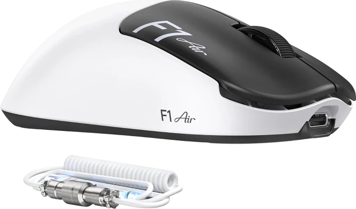 Attack Shark F1 Air 8KHz Wireless, White & Black, inkl. C06 Ultra LED Kabel, USB/Bluetooth
