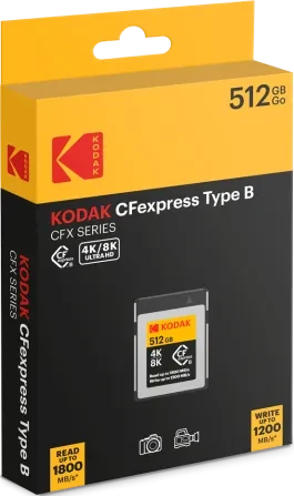 Kodak CFexpress 2.0 Type-B R1800/W1200 CFexpress Type B 512GB, SD Express EX I