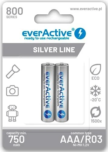 everActive Silver Line Micro AAA NiMH 800mAh, 2er-Pack