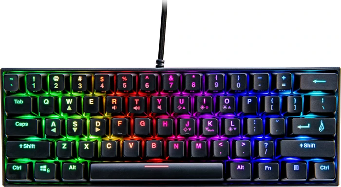 Verbatim SureFire KingPin M1 60% Gaming Keyboard, LEDs RGB, RED Switches, schwarz, USB, US