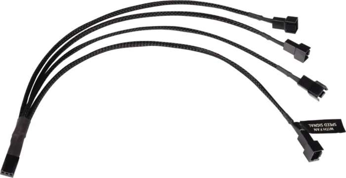 Alphacool 3-Pin auf 4x 3-Pin Verteiler, sleeved, 30cm, schwarz