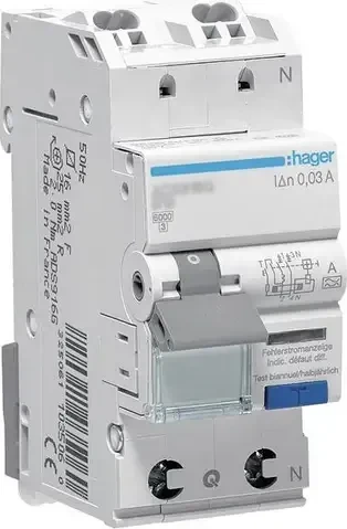 Hager Fehlerstrom-Leitungsschutzschalter 1P+N 6kA C-32A 30mA Typ A QuickConnect