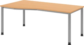 Hammerbacher Ergonomic Plus H-Serie VHS18/6/S Schreibtisch 180x100cm Buche/silber