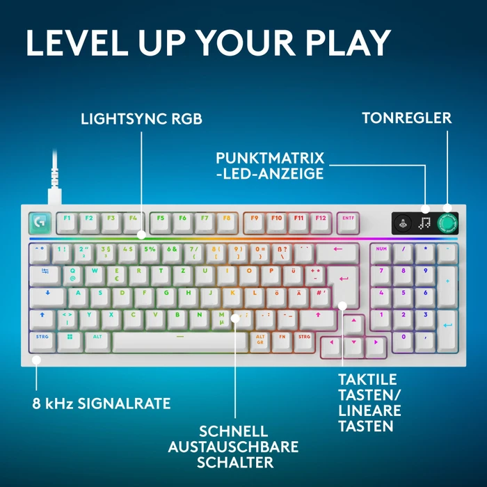 Logitech G316 X 98, weiß, Tactile Switch, USB, ES