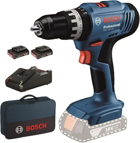 Bosch Professional GSB 18V-25 Akku-Schlagbohrschrauber inkl. Tasche + 2 Akkus 2.0Ah