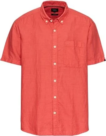 Camel Active Baumwoll-Leinenmix Hemd kurzarm rot (Herren)