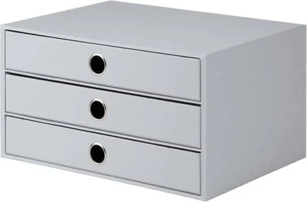 Rössler 3er Schubladenbox, 3 Schubladen, A4, stone grey