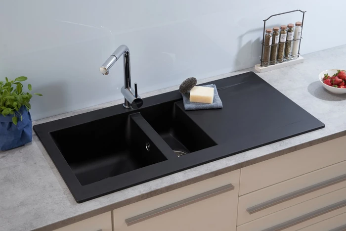 Respekta Denver 1000x500mm Einbau Becken reversibel schwarz