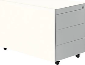 mauser Rollcontainer line, 1x Utensilienauszug, 3x Materialschublade, reinweiß/weißaluminium