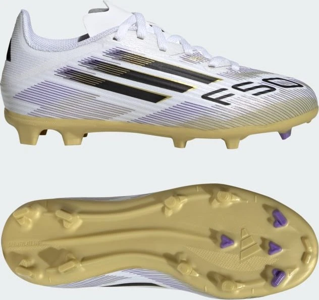 adidas F50 League FG/MG cloud white/core black/gold metallic (Junior)