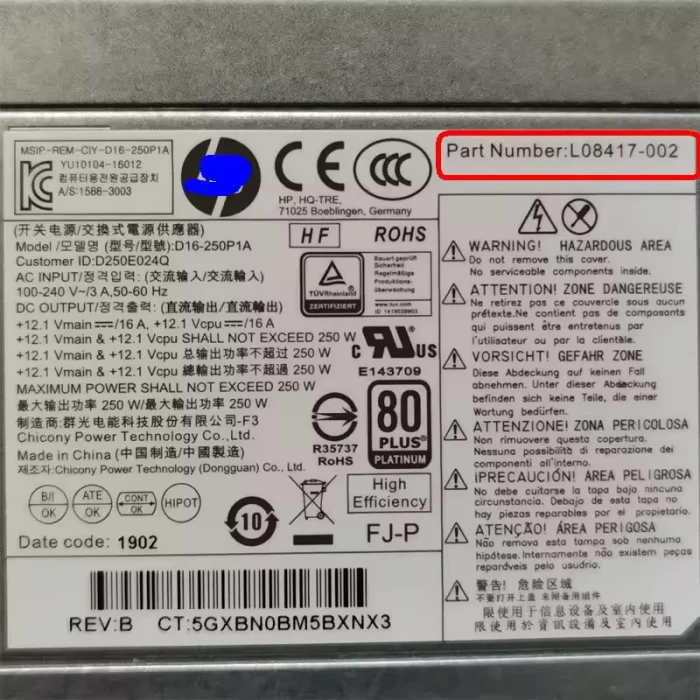 HP Netzteil für HP ProDesk 400, 600, 800 G3/G4, 250W