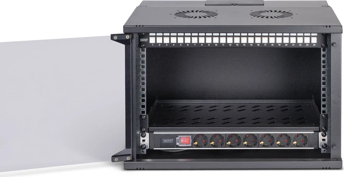 Digitus Professional SoHo Pro Line 19" Wandgehäuse SET 7HE, unmontiert, Sicherheitsglastür, IP20, RAL 9005, 400mm tief