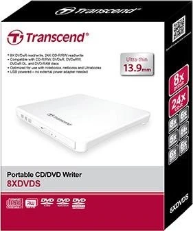 Transcend TS8XDVDS-W, SlimLine weiß, USB 2.0