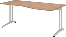 Hammerbacher Ergonomic B-Serie BS18/N Schreibtisch 180x100cm Nussbaum/silber
