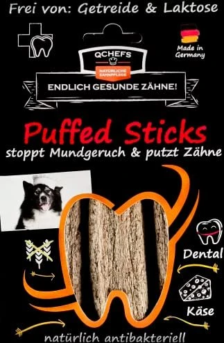 Qchefs Puffed Sticks Zahnputzsnack für Hunde, 72g