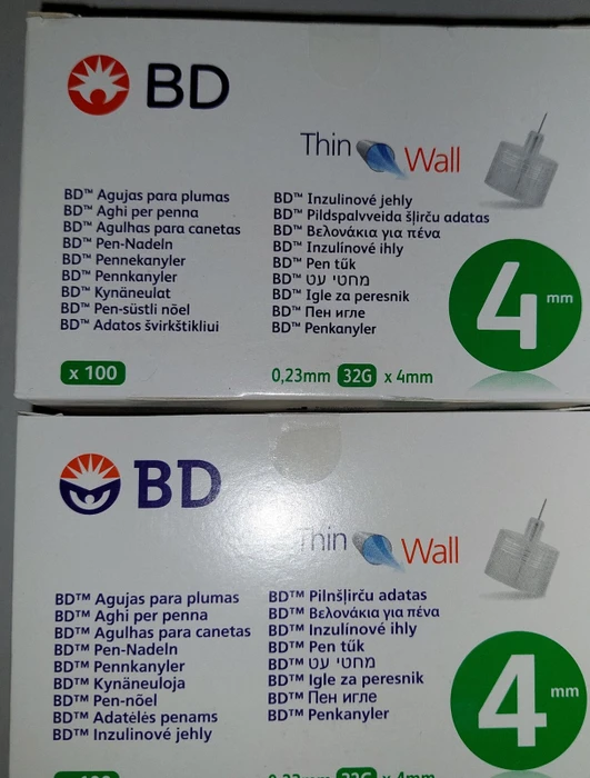 embecta BD Thin Wall Pen-Nadeln 0.23mm (32G) x 4mm, 100 Stück
