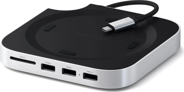 Satechi Mac Mini M4 Stand & Hub with SSD Enclosure, Silver, USB-C 3.1 [Stecker]