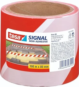 tesa Signal Non Adhesive rot/weiß, Absperrband, 80mm/100m, 1 Stück