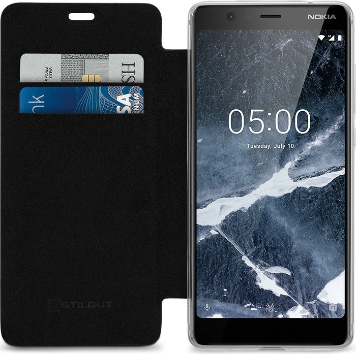 Stilgut Book Type NFC/RFID Blocking Cover für Nokia 5.1 schwarz