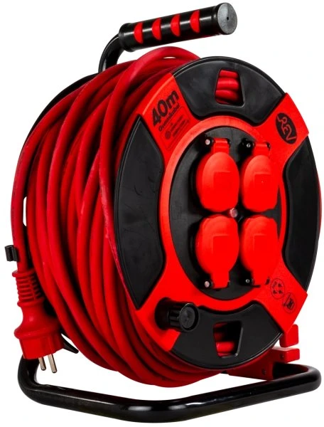 REV Ritter Kabeltrommel Kunststoff, Schuko auf 4x Schuko, 40m, IP44, H07RN-F 3G1,5 (0010307612) – Bild 3 von 3