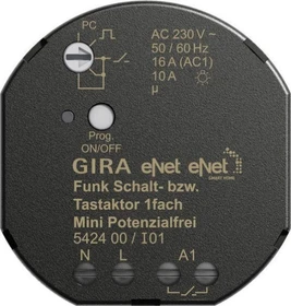 Gira eNet Funk Schalt- bzw. Tastaktor 1fach Mini Potenzialfrei Unterputzeinsatz, Schaltaktor (5420 00)