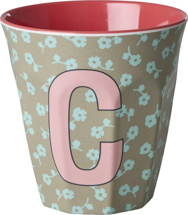Rice by Rice Buchstaben Kinderbecher medium C flowers dunkler sand