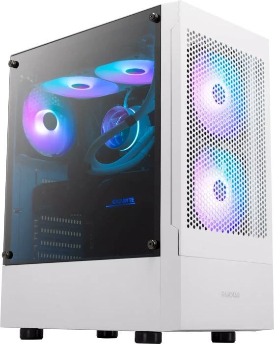 Gamdias Talos E3 Mesh, weiß, Glasfenster