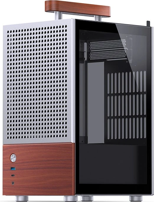 Jonsbo T6 Silver, silber/braun, Glasfenster, Mini-ITX