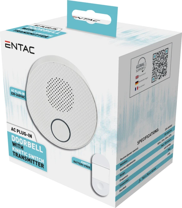 Entac Türklingel AC Plug-in mit Bewegungssensor-Schalter, Gong
