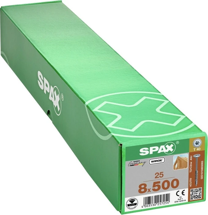 Spax WIROX A9J 4CUT T-STAR plus T40 Holzbauschraube, 8x500mm, 25 Stück