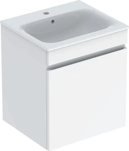 Geberit Renova Plan Set Möbelwaschtisch/Unterschrank 55cm, weiß/lackiert hochglanz/KeraTect