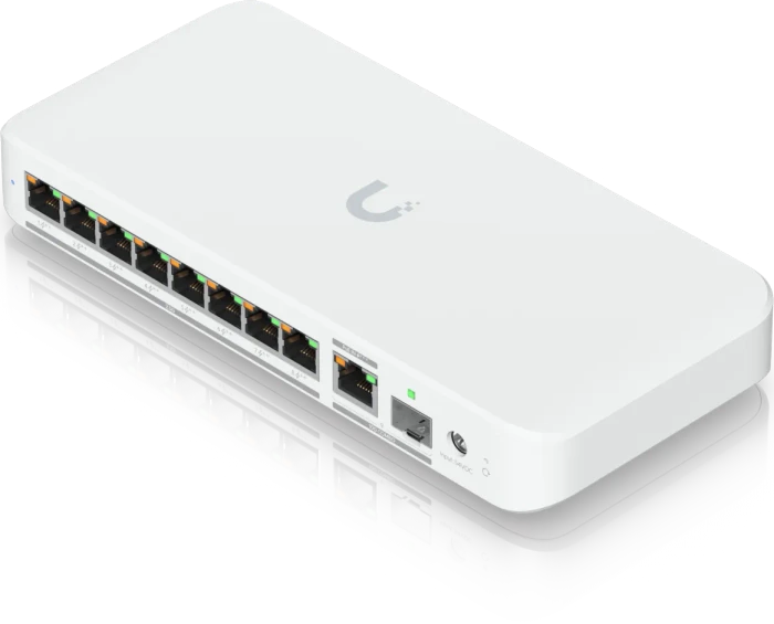 Ubiquiti UniFiSwitch Flex Desktop 2.5G Smart Switch, 8x RJ-45, 1x RJ-45/SFP+, 210W PoE++ PD