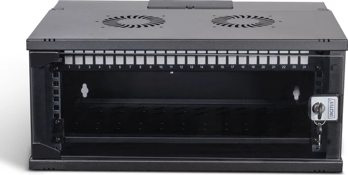 Digitus Professional SoHo Pro Line 19" Wandgehäuse SET 4HE, unmontiert, Sicherheitsglastür, IP20, RAL 9005, 400mm tief