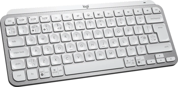 Logitech MX Keys Mini, LEDs weiß, Logi Bolt, Pale Gray, weiß/grau, USB/Bluetooth, UK